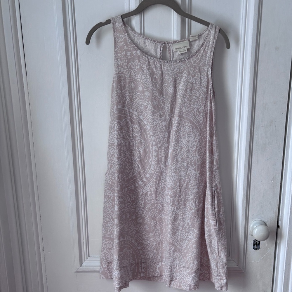 Women’s Cynthia Rowley 100% Linen Sleeveless Paisley Midi Dress Size Small